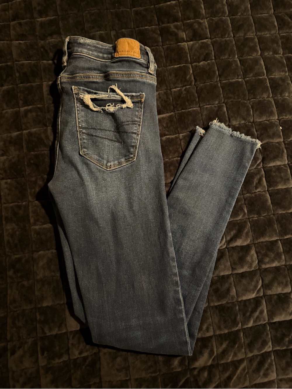 American Eagle Outfitters Dark Blue Distressed Skinny Jeans